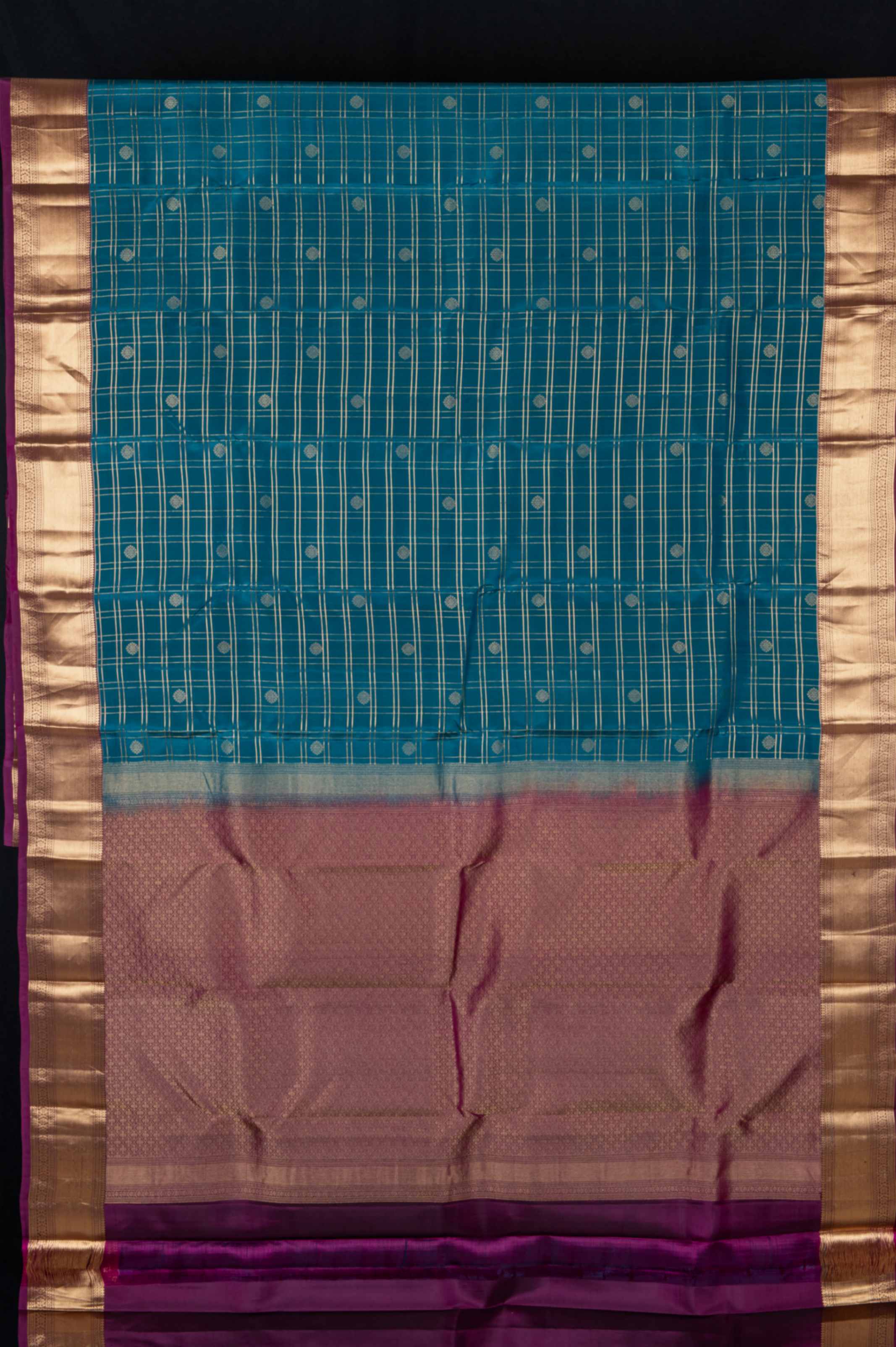 Teal blue pure touch silk saree