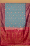 Greyish blue designer soft silk saree