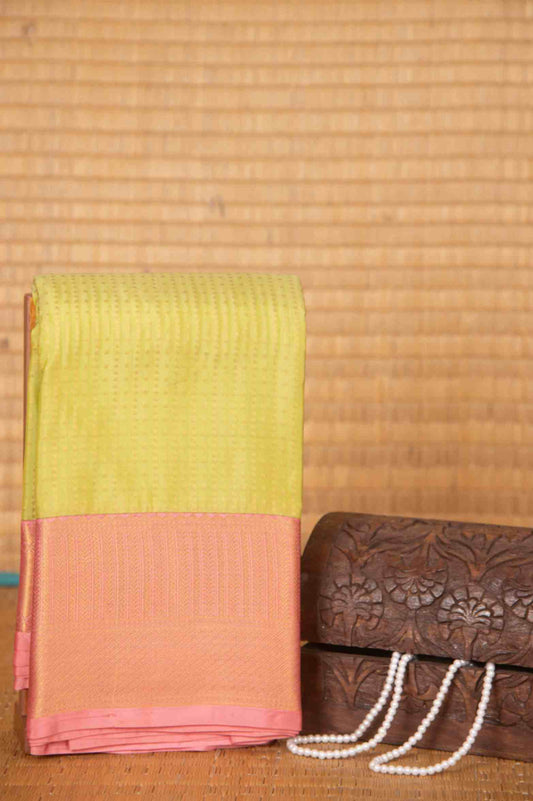 Pastel green and peach pure touch silk saree