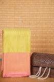 Pastel green and peach pure touch silk saree