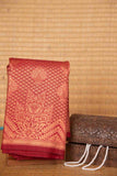 Blood red designer brocade semi silk saree