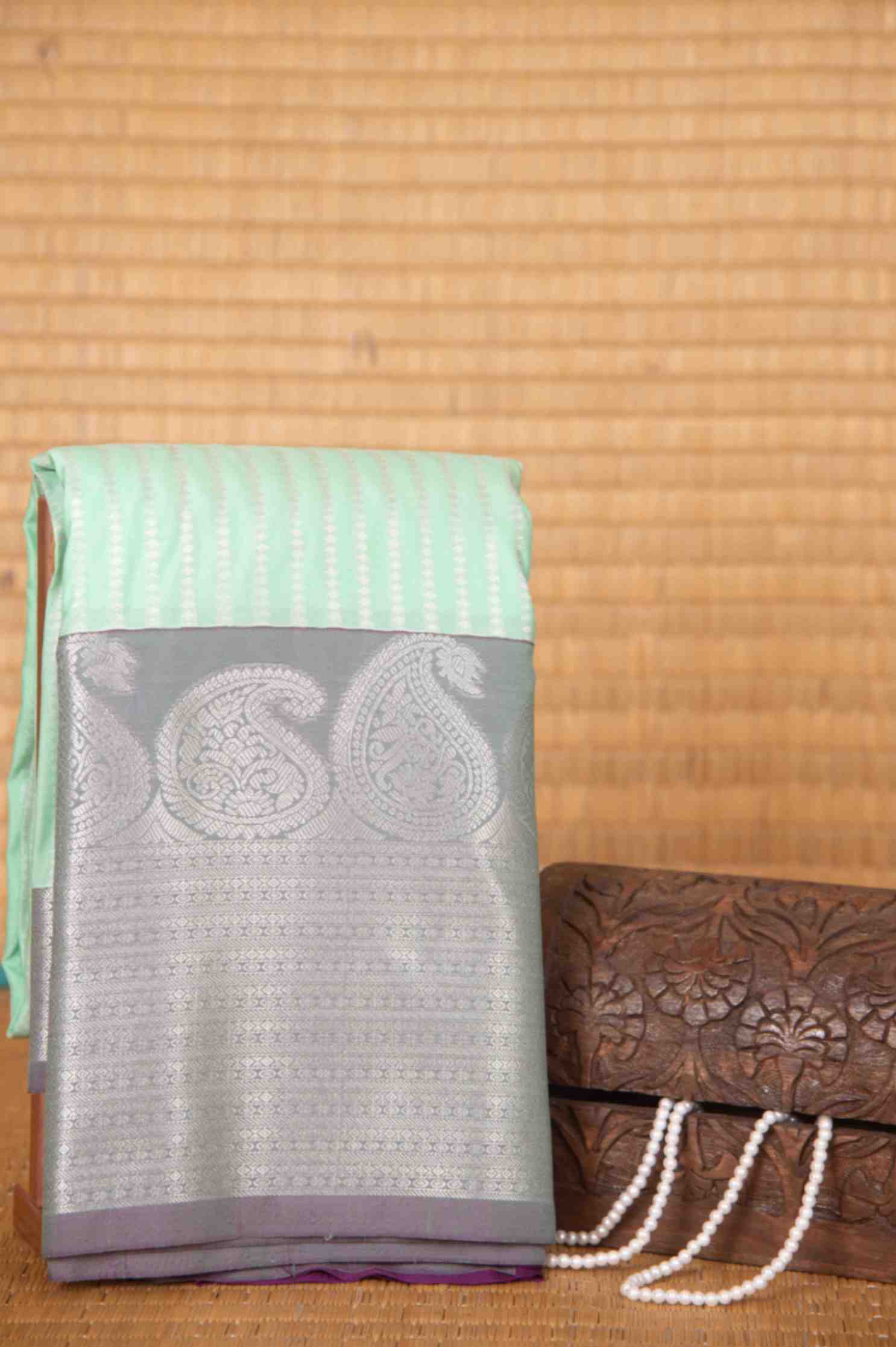 Pastel mint soft silk saree