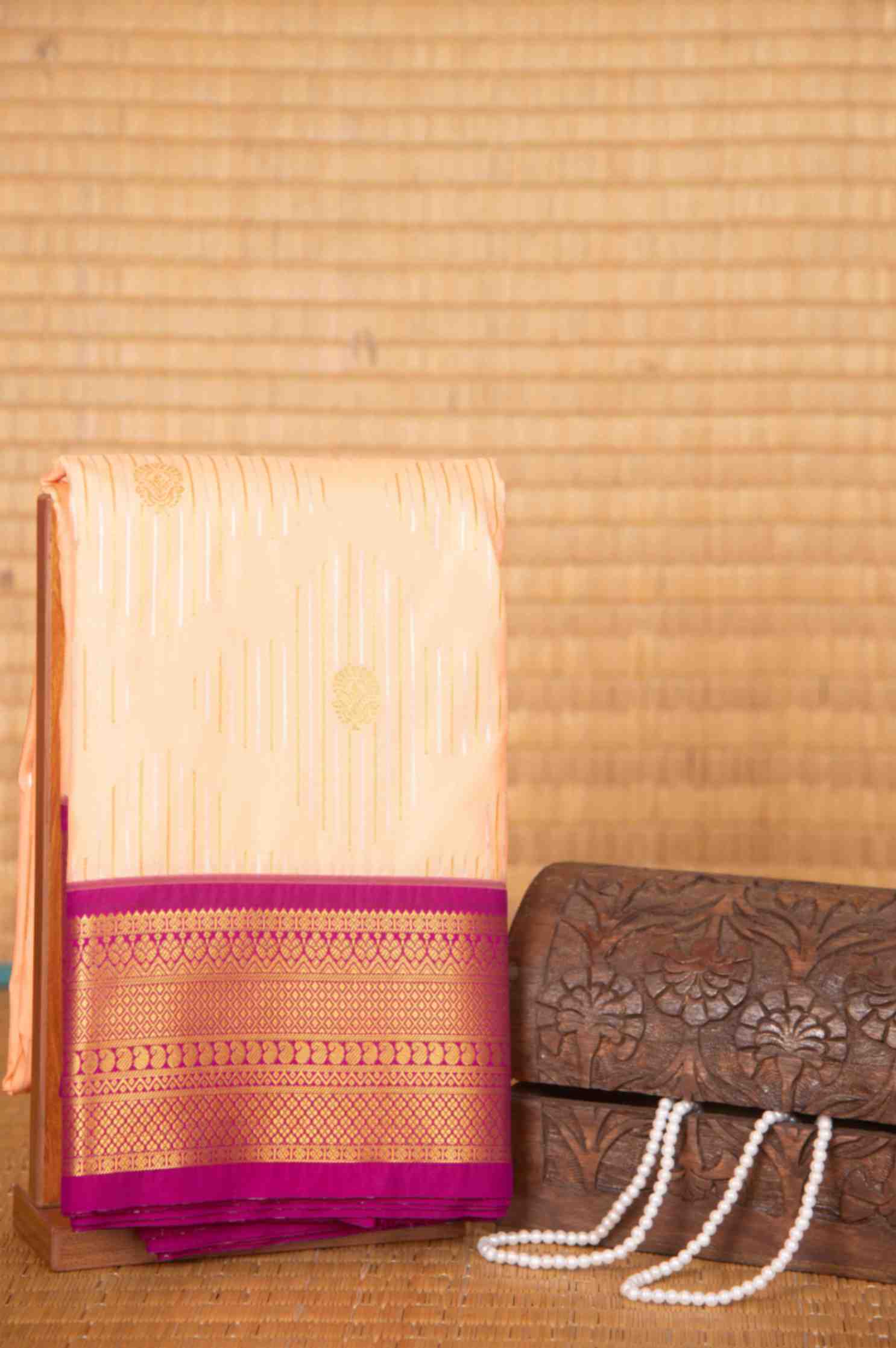 Peach and purple semi silk saree