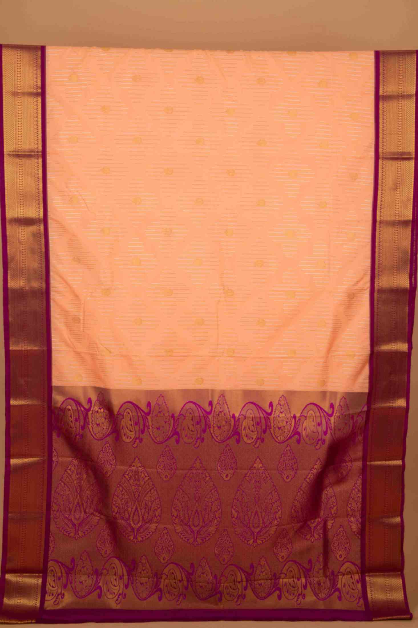 Peach and purple semi silk saree