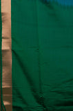 Peacock Blue and green temple border silk saree