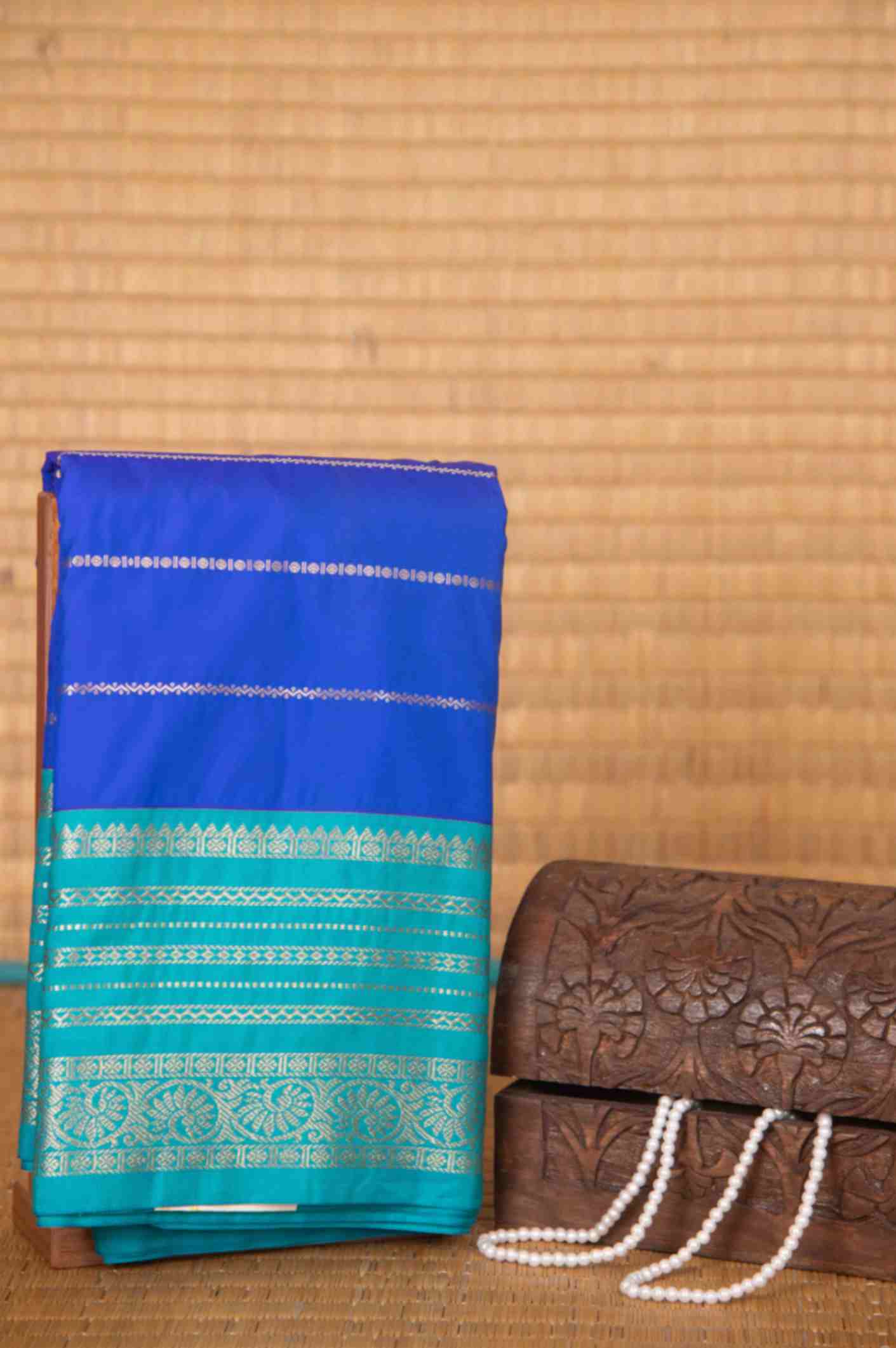 Royal blue veldhari semi silk saree