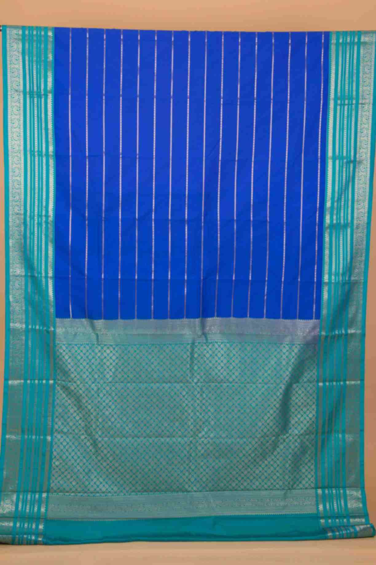 Royal blue veldhari semi silk saree