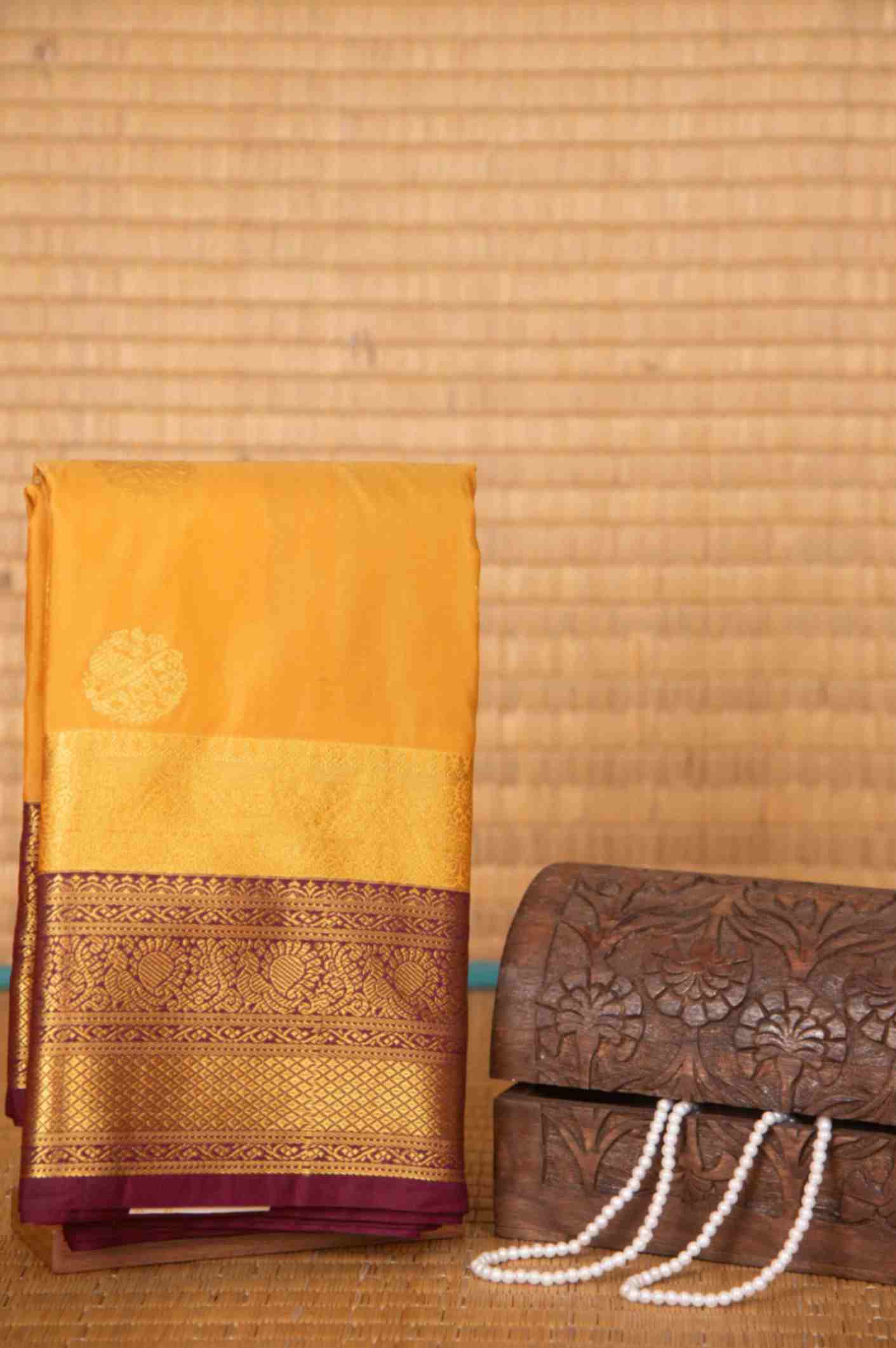 Golden and purple soft silk saree