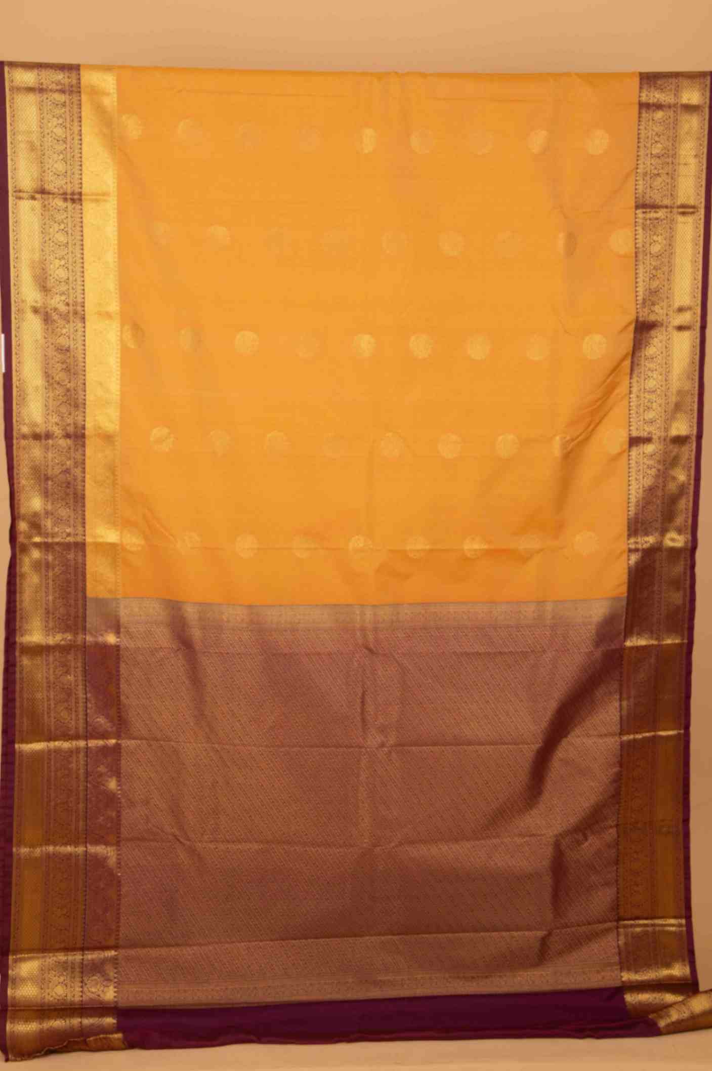 Golden and purple soft silk saree