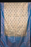 Pastel green and blue semi silk saree